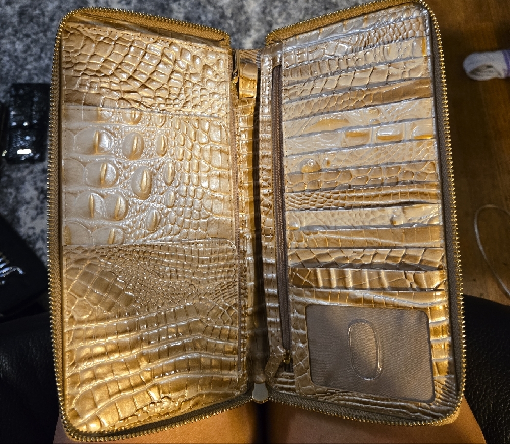 Brahmin Gold Crocodile-Embossed Clutch